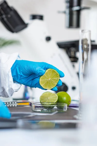 Primer Plano Del Investigador Que Trabaja Laboratorio — Foto de Stock