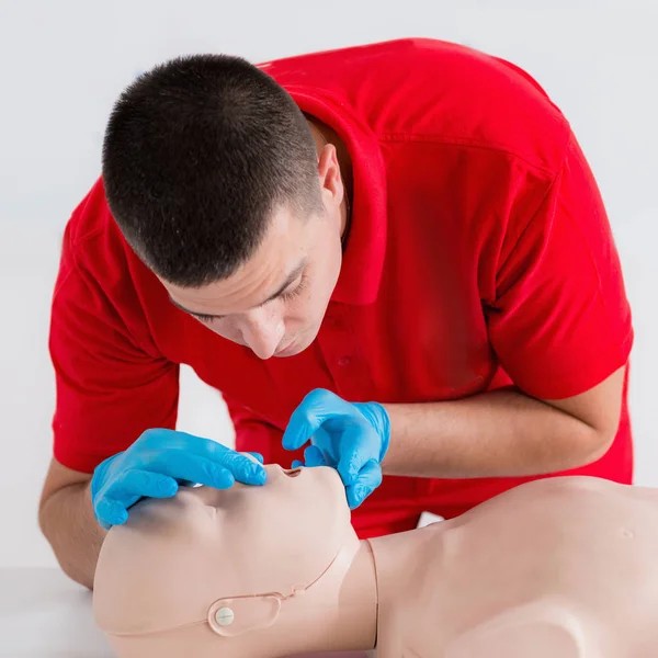 Entrenamiento Primeros Auxilios Reanimación Cardiopulmonar Curso Primeros Auxilios — Foto de Stock