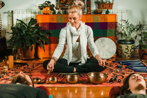 Tigela Canto Tibetano Terapia Som — Fotografia de Stock