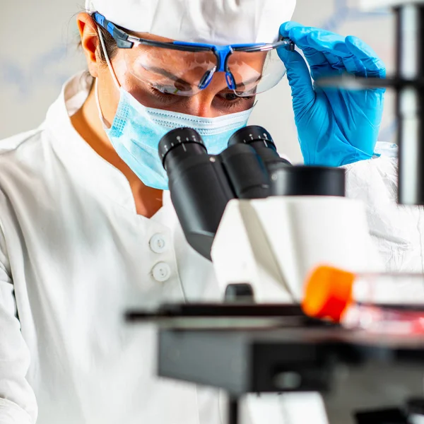 Biotechnologie Ingenieur Inspiziert Zellkultur Kolben — Stockfoto