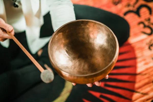 Tigela Canto Tibetano Terapia Som — Fotografia de Stock