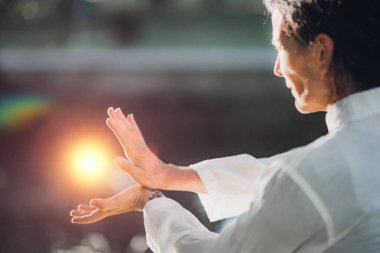 Tai Chi Quan parkta pratik kadın