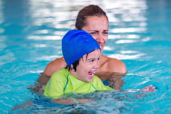 Pool Class Boy Child Water Fun Little Swimming Activity Cute — Stock Photo, Image