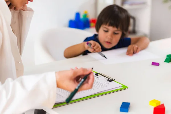 Child Psychology Little Boy Talking Psychologist — Stock Photo, Image