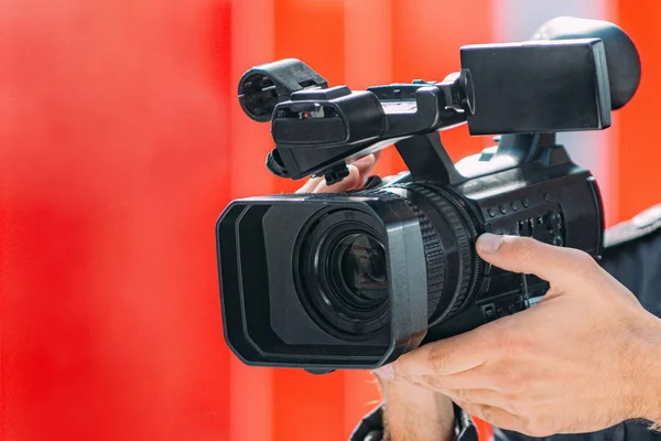 Digital Video Camera Recording Red Background — Stock Photo, Image