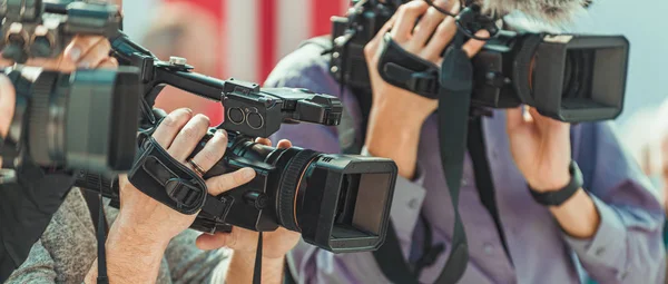 Professionelle Digitale Videokameras Die Medienereignisse Aufzeichnen Live Streaming Konzept — Stockfoto