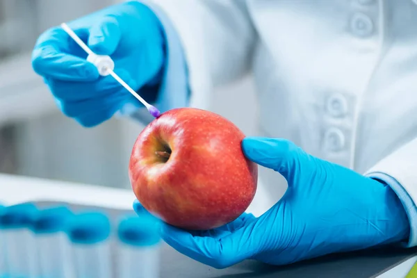 Salubrité Des Aliments Essais Pesticides Nitrates Sur Les Pommes Laboratoire — Photo