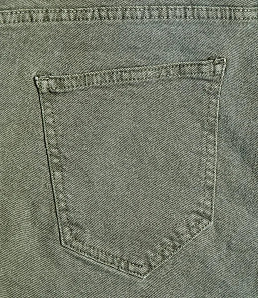 Groene Denim Textuur Achterzak Van Jeans — Stockfoto