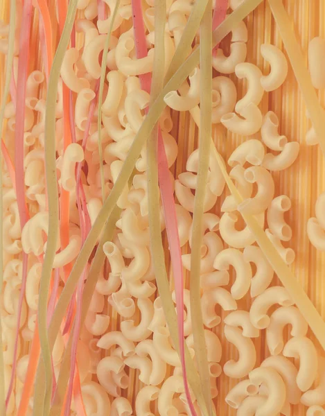 Verschiedene Nudelsorten Nudeln Mit Hörnern Spaghetti — Stockfoto