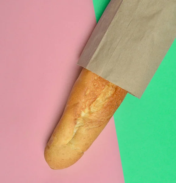 Baguette Francesa Sobre Fondo Pastel Tendencia Minimalista Vista Superior — Foto de Stock