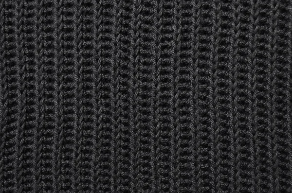 Egy Fekete Gyapjú Pulóver Közeli Textúra Felülnézet Textil Ruházat — Stock Fotó