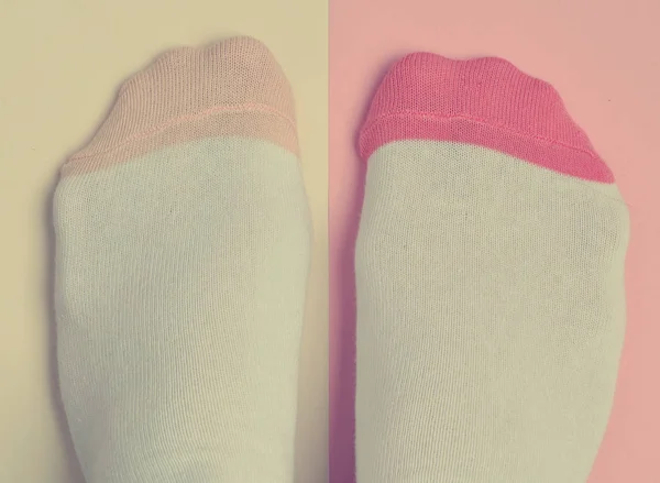 Pohled Shora Ponožky Zblízka Rozložení Bytu — Stock fotografie