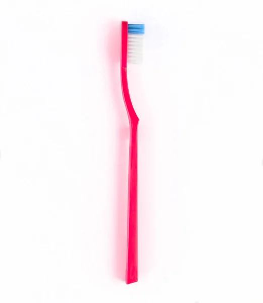 Рожева Зубна Щітка Білому Фоні — стокове фото