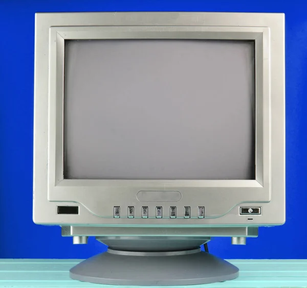 Retro Fernseher Aus Den 80Er Jahren Großaufnahme Auf Gelbem Hintergrund — Stockfoto