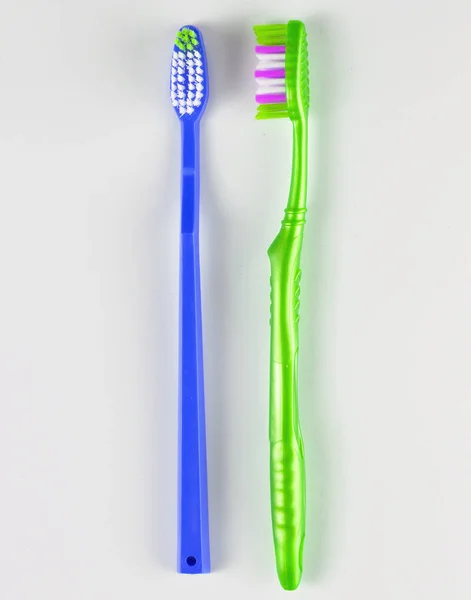 Blue Pink Toothbrushes White Backgroun — Stock Photo, Image
