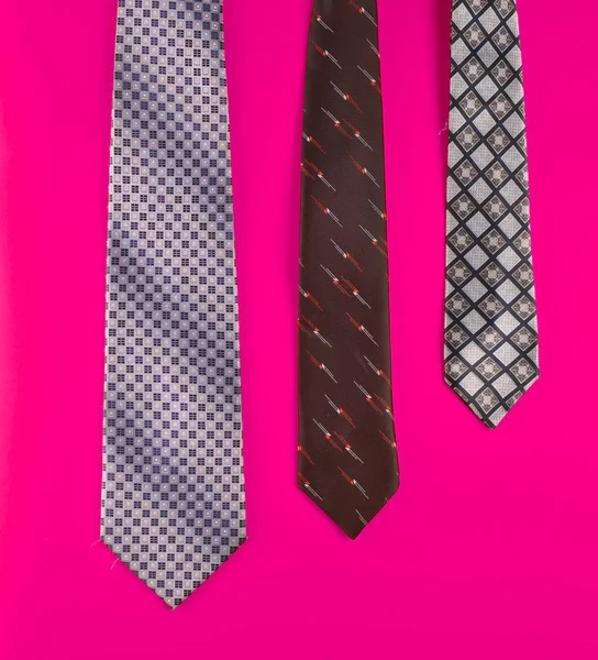 Male Ties Isolated Yellow Backgroun — Stock Photo, Image