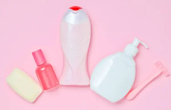 Bottle Fragrant Perfume Lotion Shampoo Soap Razor Products Care Body — Stock Photo, Image