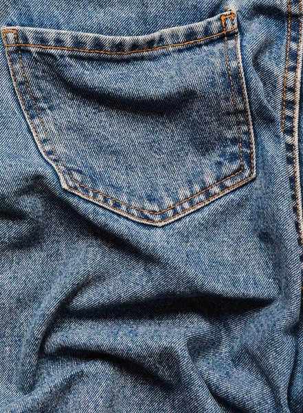 Textura Bolso Traseiro Jean Enrugado — Fotografia de Stock