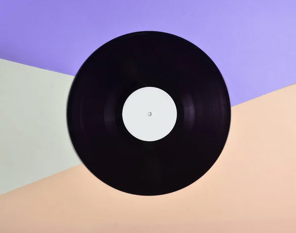 Assiette Vinyle Sur Fond Pastel Coloré Technologie Musique Rétro Vue — Photo