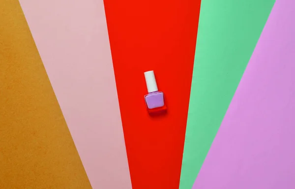 Esmalte Uñas Botella Sobre Fondo Papel Colores Minimalismo Top Vie — Foto de Stock