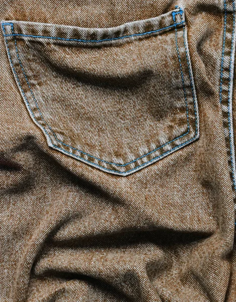 Textura Bolso Traseiro Jean Enrugado — Fotografia de Stock