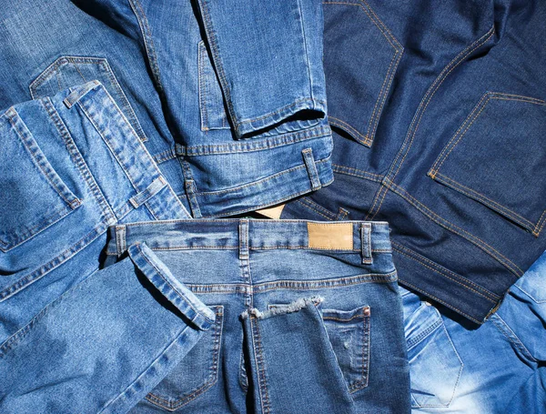 Achtergrond Van Veel Jeans Broek — Stockfoto