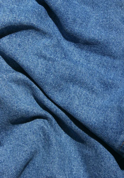 蓝色粗斜纹棉布凹痕纹理 — 图库照片