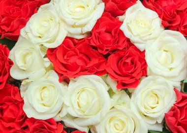 Kırmızı ve beyaz gül buketi