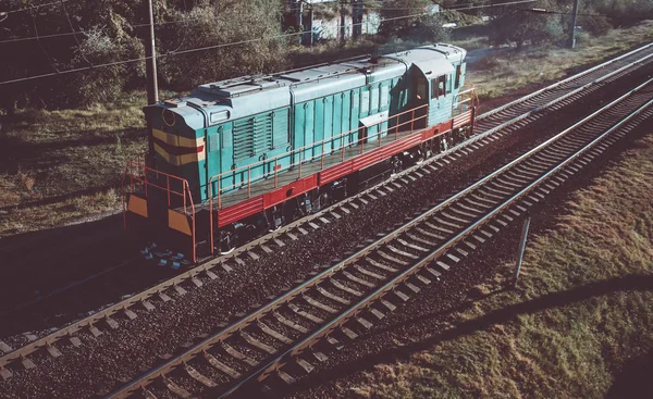 Een Oude Trein Trein Bij Zonsondergang — Stockfoto