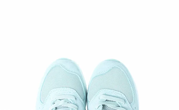 Fragmen Sepatu Olahraga Warna Mint Terisolasi Pada Latar Belakang Putih — Stok Foto