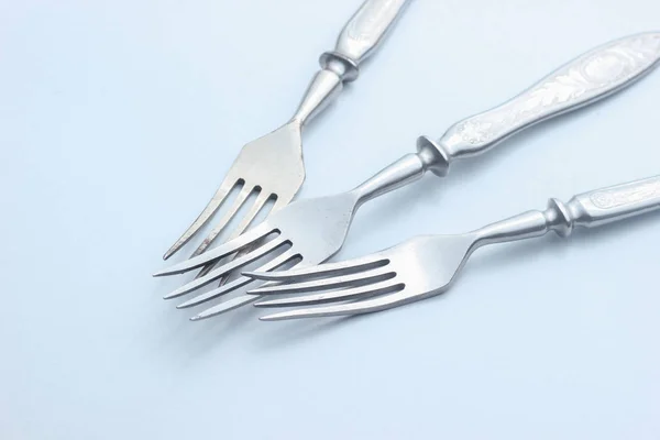Old Metal Forks Close Gray Background Royalty Free Stock Images