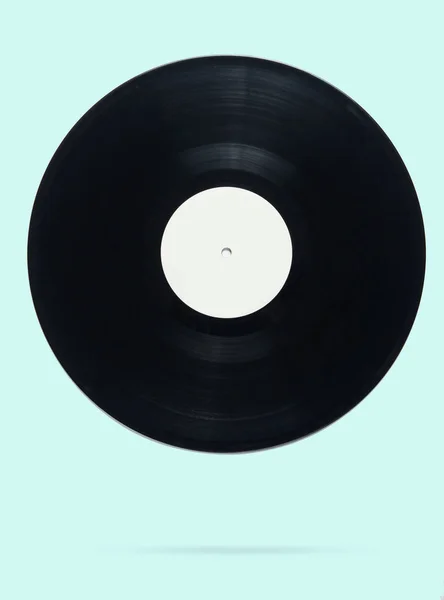 Grabación Vinilo Estilo Retro Sobre Fondo Pastel Azul Minimalismo Foto — Foto de Stock