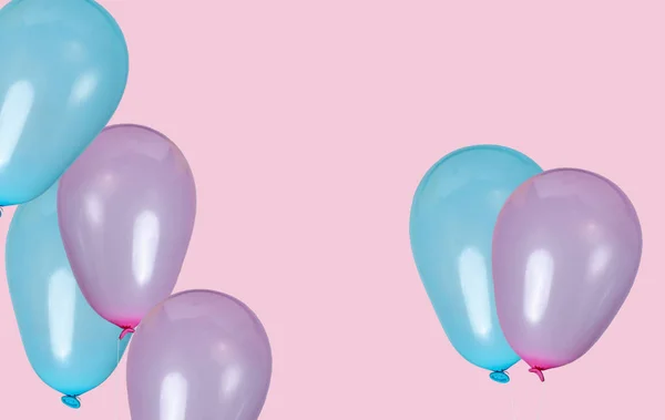 Beaucoup Ballons Isolés Sur Fond Rose Fête Anniversaire Copier Spac — Photo