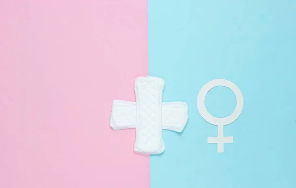 Adet Günleri Kavramı Kadın Cinsiyet Sembolü Pastel Arka Plan Pedleri — Stok fotoğraf