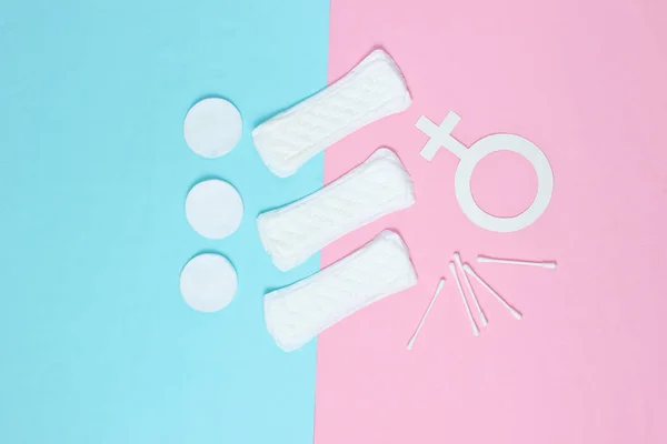 Prodotti Igiene Femminile Auto Cura Salute Simbolo Genere Femminile Sfondo — Foto Stock