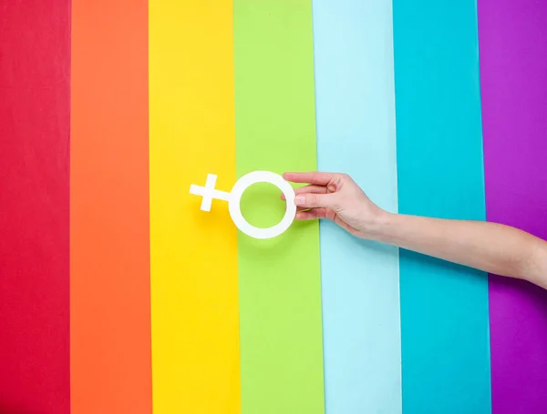 Lgbt Concept Feminisme Minderheids Geslacht Gendergelijkheid Hand Houdt Vrouwelijke Geslachts — Stockfoto