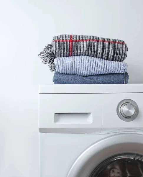 Stack Clothes Washing Machine White Background — Stock Photo, Image
