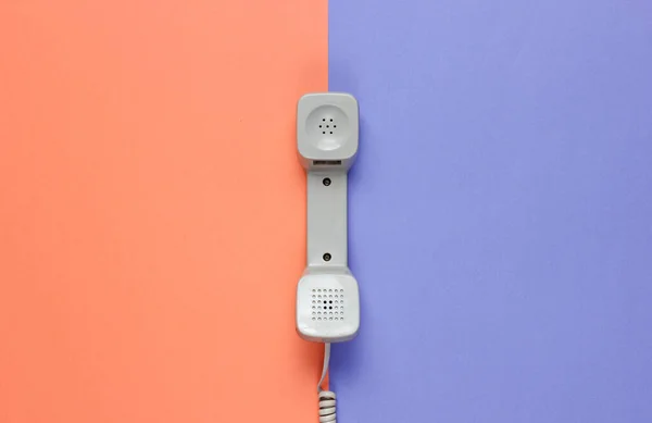 Tre Retro Telefon Telefon Telefon Neon Färg Bakgrund Populärkultur Talet — Stockfoto