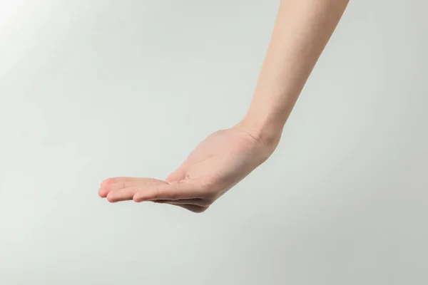 Palma Femenina Para Texto Sobre Fondo Blanco — Foto de Stock