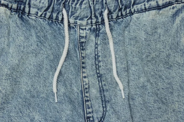 Cinturón Primer Plano Con Cordones Mosca Jeans — Foto de Stock