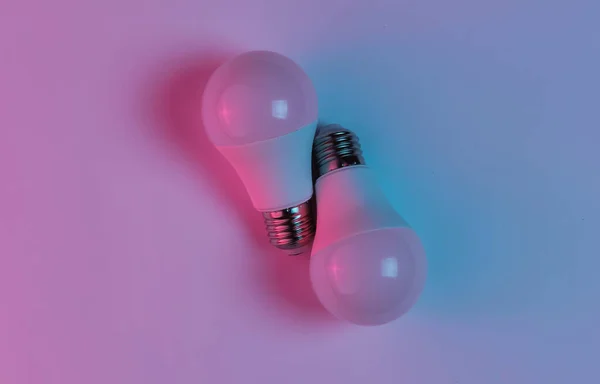 LED light bulbs. Neon pink blue night light