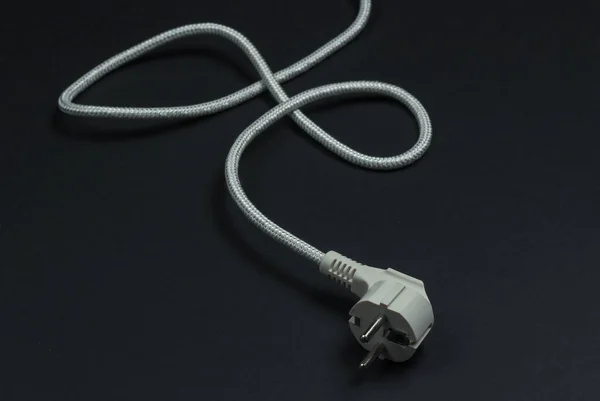Stecker Mit Kabel Auf Schwarzem Hintergrund Nahaufnahme — Stockfoto