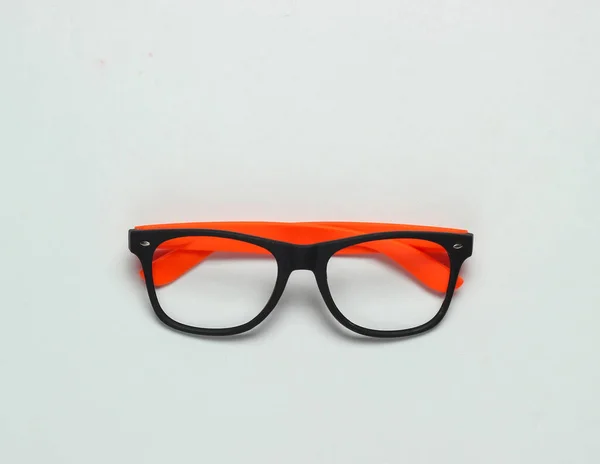 Beyaz Arka Planda Lensleri Olmayan Şık Gözlükler Üst Görünüm — Stok fotoğraf