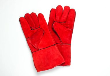 Kırmızı iş eldivenleri beyaz arkaplanda izole