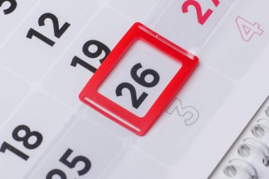 Ayın 26 günü için takvim planlayıcısı