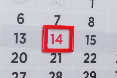 Ayın 14 günü, takvim planlayıcısı. Sevgililer Günü