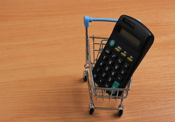 Mini Shopping Trolley Calculator Office Desk — Stock Photo, Image
