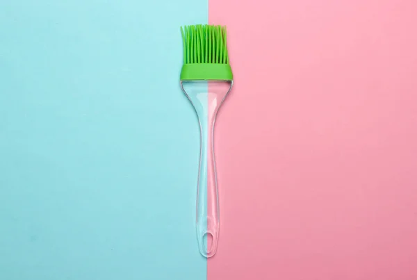 Kitchen Tools Kitchen Brush Pink Blue Pastel Background Minimalism Top — Stock Photo, Image