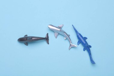 Children's set of sea fish on a blue background