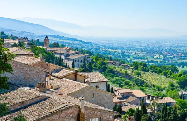 Italy Umbria Assisi View Town Valley — стоковое фото